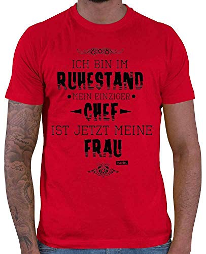 HARIZ Herren T-Shirt Mein Einziger Chef Ist Meine Frau Ruhestand Rentner Plus Geschenkkarten Rot L von HARIZ