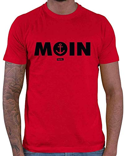 HARIZ Herren T-Shirt Moin Lustiger Spruch Plus Geschenkkarten Rot XXL von HARIZ