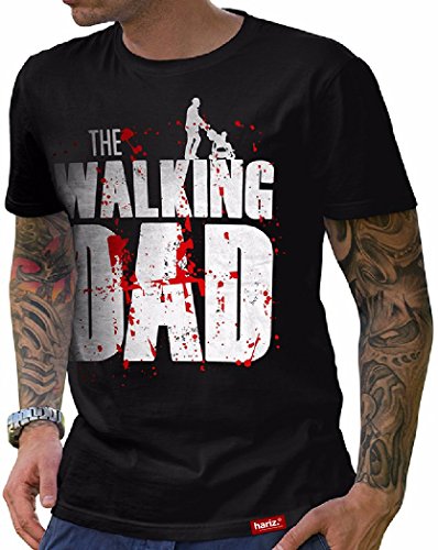 The Walking Dad T-Shirt Herren Shirt Papa Spruch Für Junge Väter Papa zur Geburt Schwarz 3XL von HARIZ