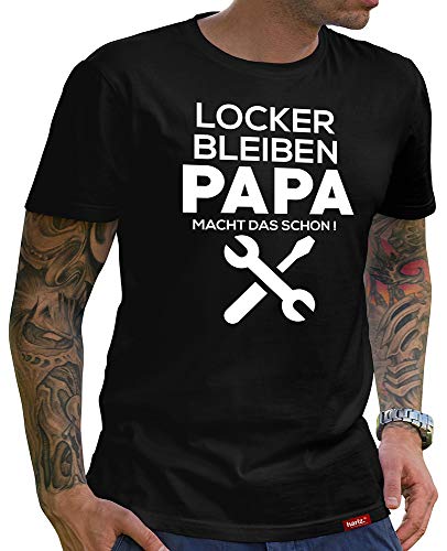 Handwerker Papa T-Shirt Herren Locker Bleiben Papa Macht das Schon Shirt Vater Baby Heimwerker Shirt Daddy Eltern Schwarz 4XL von HARIZ
