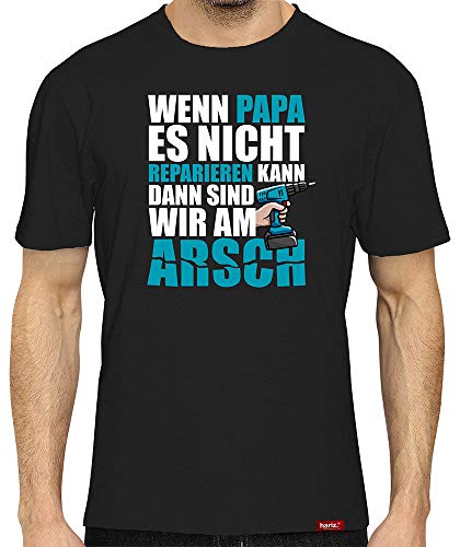 Handwerker Papa T-Shirt Herren Wenn Papa es Nicht Reparieren Kann Shirt Papa Spruch Vater Heimwerker Sprüche Papa zur Geburt Schwarz 3XL von HARIZ