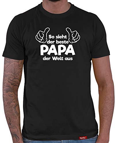 Bester Papa T-Shirt Herren So Sieht Der Beste Papa Der Welt Aus Vater Werdende Für frische Eltern Schwarz 5XL von HARIZ