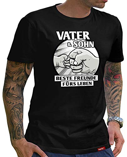 Vater & Sohn T-Shirt Herren Beste Freunde Partnerlook An Papa Fuer Väter Schwarz L von HARIZ