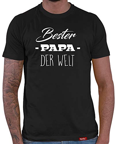 Bester Papa T-Shirt Herren Bester Papa Der Welt 2 Vater Shirt Baby Daddy Schwarz 4XL von HARIZ