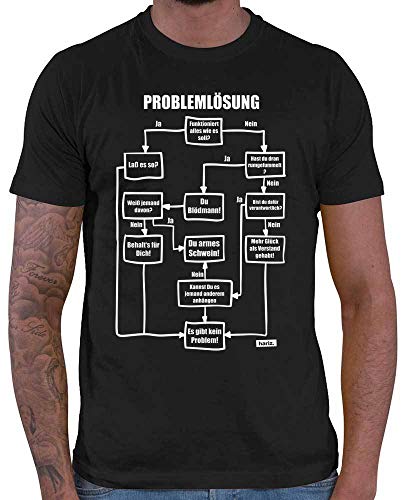 HARIZ Herren T-Shirt Problemlösung Es Gibt Kein Problem Statement Spruch Plus Geschenkkarte Schwarz XL von HARIZ