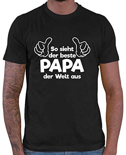 HARIZ Herren T-Shirt So Sieht Der Beste Papa Der Welt Aus Papa Geburtstag Plus Geschenkkarte Schwarz 5XL von HARIZ