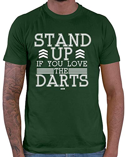 HARIZ Herren T-Shirt Stand Up Dart Darten Dartpfeile Weltmeisterschaft Plus Geschenkkarte Dunkel Grün XL von HARIZ