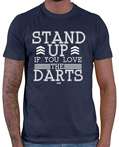 HARIZ Herren T-Shirt Stand Up Dart Darten Dartpfeile Weltmeisterschaft Plus Geschenkkarte Navy Blau XXL von HARIZ
