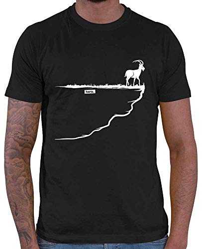 HARIZ - Wandern Geschenk - Steinbock Fels Berg Alpen - Berge t-Shirt - Herren T-Shirt und Männer Tshirt Schwarz M von HARIZ