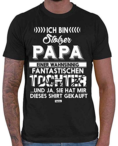 HARIZ Herren T-Shirt Stolzer Papa Einer Tochter 3 Papa Geburtstag Inkl. Geschenk Karte Schwarz XL von HARIZ