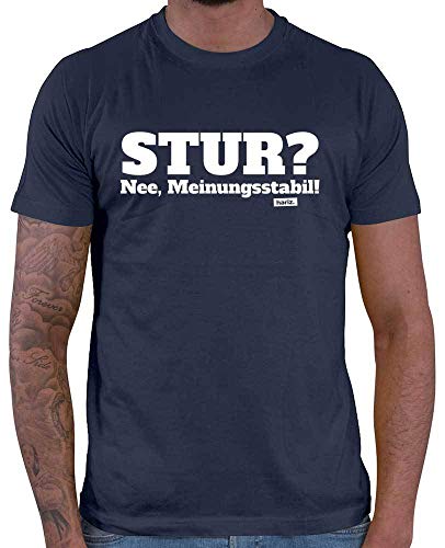 HARIZ Herren T-Shirt Stur Nee Meinungsstabil Lustiger Spruch Plus Geschenkkarte Navy Blau 5XL von HARIZ