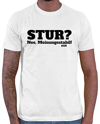 HARIZ Herren T-Shirt Stur Nee Meinungsstabil Lustiger Spruch Plus Geschenkkarte Weiß 4XL von HARIZ