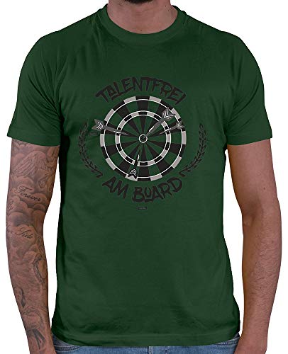 HARIZ Herren T-Shirt Talentfrei Am Board Dart Darten Dartscheibe Sport Fun Trikot Plus Geschenkkarten Dunkel Grün L von HARIZ