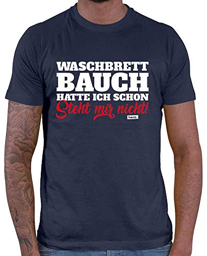 HARIZ Herren T-Shirt Waschbrettbauch Hatte Ich Schon Steht Mir Nicht Lustiger Spruch Plus Geschenkkarten Navy Blau XL von HARIZ