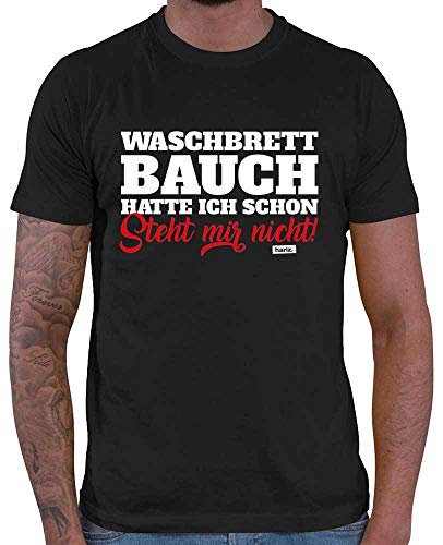 HARIZ Herren T-Shirt Waschbrettbauch Hatte Ich Schon Steht Mir Nicht Lustiger Spruch Plus Geschenkkarten Schwarz 5XL von HARIZ