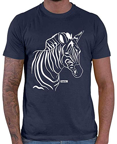 HARIZ Herren T-Shirt Zebra Süß Tiere Dschungel Inkl. Geschenk Karte Navy Blau XL von HARIZ