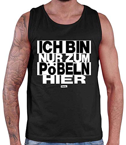 HARIZ Herren Tank Top Ich Bin Nur Zum Pöbeln Hier Sprüche Schwarz Weiß Plus Geschenkkarten Schwarz XL von HARIZ