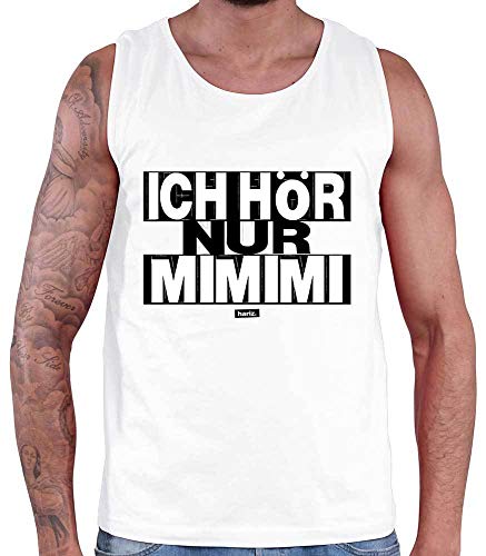 HARIZ Herren Tank Top Ich Hör Nur Mimimi Sprüche Schwarz Weiß Plus Geschenkkarte Weiß L von HARIZ