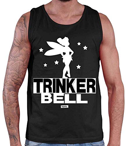 HARIZ Herren Tank Top Trinkerbell Sprüche Schwarz Weiß Plus Geschenkkarte Schwarz M von HARIZ