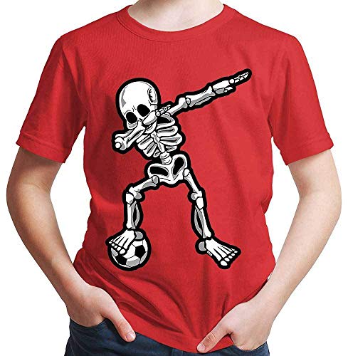 HARIZ Jungen T-Shirt Dab Skelett mit Fussball Dab Teenager Dance Weihnachten Plus Geschenkkarten Rot 164/14-15 Jahre von HARIZ
