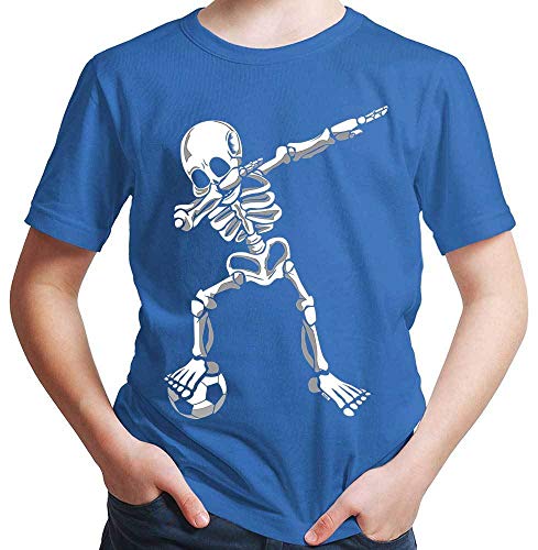 HARIZ Jungen T-Shirt Dab Skelett mit Fussball Dab Teenager Dance Weihnachten Plus Geschenkkarten Royal Blau 152/12-13 Jahre von HARIZ