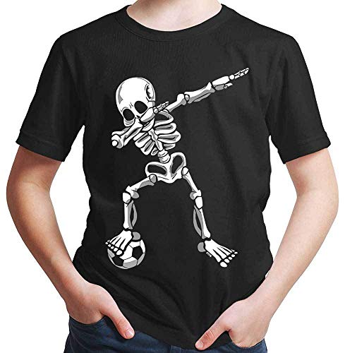 HARIZ Jungen T-Shirt Dab Skelett mit Fussball Dab Teenager Dance Weihnachten Plus Geschenkkarten Schwarz 104/3-4 Jahre von HARIZ