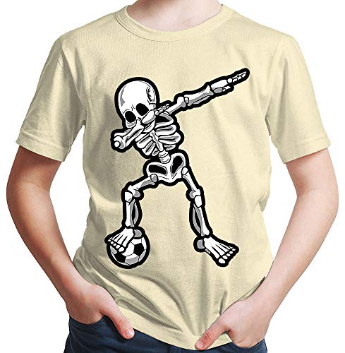 HARIZ Jungen T-Shirt Dab Skelett mit Fussball Dab Teenager Dance Weihnachten Plus Geschenkkarten Beige 140/9-11 Jahre von HARIZ