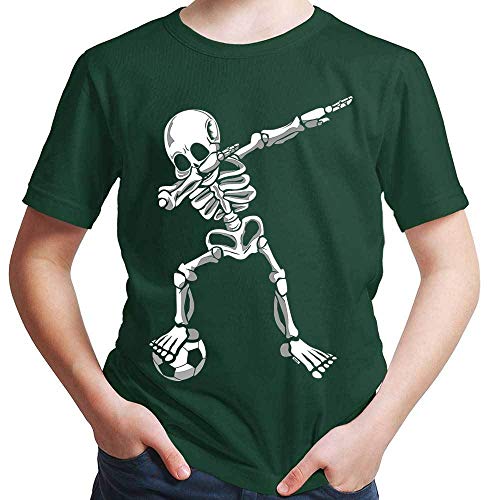 HARIZ Jungen T-Shirt Dab Skelett mit Fussball Dab Teenager Dance Weihnachten Plus Geschenkkarten Dunkel Grün 116/5-6 Jahre von HARIZ