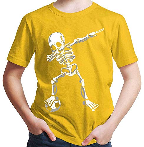 HARIZ Jungen T-Shirt Dab Skelett mit Fussball Dab Teenager Dance Weihnachten Plus Geschenkkarten Gold Gelb 164/14-15 Jahre von HARIZ