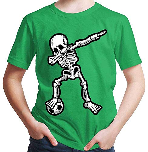 HARIZ Jungen T-Shirt Dab Skelett mit Fussball Dab Teenager Dance Weihnachten Plus Geschenkkarten Grün 128/7-8 Jahre von HARIZ