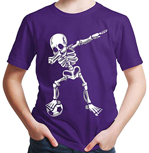 HARIZ Jungen T-Shirt Dab Skelett mit Fussball Dab Teenager Dance Weihnachten Plus Geschenkkarten Lila 128/7-8 Jahre von HARIZ