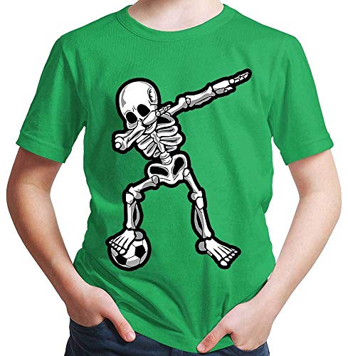 HARIZ Jungen T-Shirt Dab Skelett mit Fussball Dab Teenager Dance Weihnachten Plus Geschenkkarten Grün 152/12-13 Jahre von HARIZ