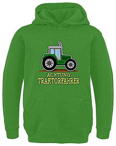 HARIZ Kinder Hoodie Achtung Traktorfahrer Auto Polizei Inkl. Geschenk Karte Limette Grün 140/9-11 Jahre von HARIZ