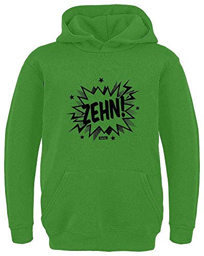 HARIZ Kinder Hoodie Comic Zahlen 10 Geburtstag Geschenkidee Plus Geschenkkarten Limette Grün 152/12-13 Jahre von HARIZ