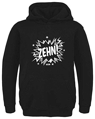 HARIZ Kinder Hoodie Comic Zahlen 10 Geburtstag Geschenkidee Plus Geschenkkarten Schwarz 152/12-13 Jahre von HARIZ