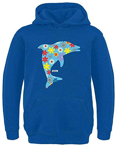HARIZ Kinder Hoodie Delfin Blume Tiere Kindergarten Inkl. Geschenk Karte Royal Blau 128/7-8 Jahre von HARIZ