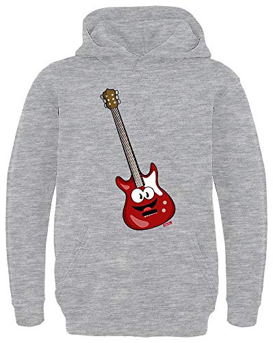 HARIZ Kinder Hoodie E-Gitarre Lachend Instrument Kind Lustig Inkl. Geschenk Karte Hell Grau 140/9-11 Jahre von HARIZ