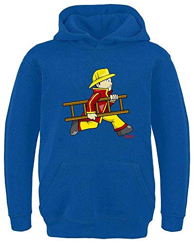 HARIZ Kinder Hoodie Feuerwehrmann Leiter Schnell Feuerwehr Lustig Plus Geschenkkarten Royal Blau 116/5-6 Jahre von HARIZ