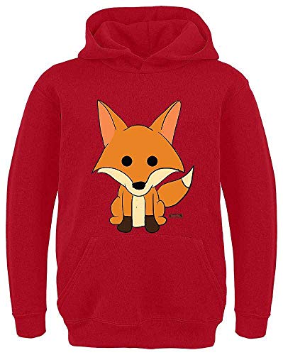 HARIZ Kinder Hoodie Fuchs Süß Schmunzelnd Süß Tiere Dschungel Inkl. Geschenk Karte Rot 152/12-13 Jahre von HARIZ