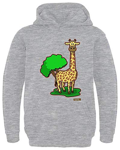 HARIZ Kinder Hoodie Giraffe Langer Hals Tiere Kindergarten Plus Geschenkkarte Hell Grau 116/5-6 Jahre von HARIZ