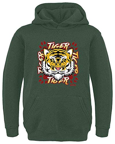 HARIZ Kinder Hoodie Tiger Schrift Tiere Kindergarten Plus Geschenkkarten Dunkel Grün 152/12-13 Jahre von HARIZ