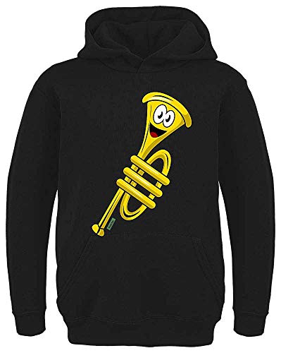 HARIZ Kinder Hoodie Trompete Lachend Instrument Kind Lustig Inkl. Geschenk Karte Schwarz 140/9-11 Jahre von HARIZ