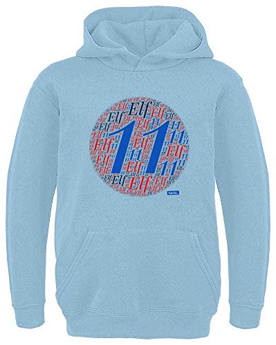 HARIZ Kinder Hoodie Zahlen 11 Geburtstag Zahlen Inkl. Geschenk Karte Himmel Blau 140/9-11 Jahre von HARIZ