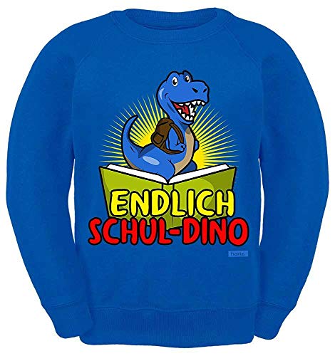 HARIZ Kinder Sweater Endlich Schul Dino Einschulung Schulanfänger Inkl. Geschenk Karte Royal Blau 128/7-8 Jahre von HARIZ