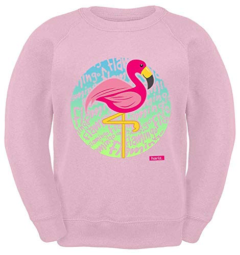 HARIZ Kinder Sweater Flamingo Schrift Tiere Zoo Plus Geschenkkarte Rosa 140/9-11 Jahre von HARIZ