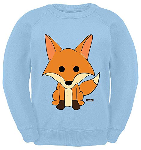 HARIZ Kinder Sweater Fuchs Süß Schmunzelnd Tiere Zoo Plus Geschenkkarte Himmel Blau 140/9-11 Jahre von HARIZ