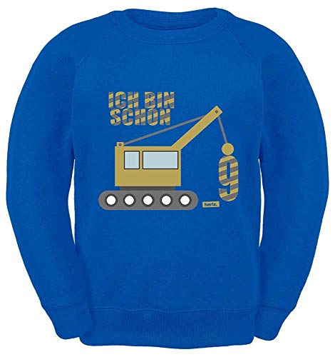 HARIZ Kinder Sweater Ich Bin Schon Neun LKW 9 Geburtstag Kinder Party Plus Geschenkkarten Royal Blau 140/9-11 Jahre von HARIZ