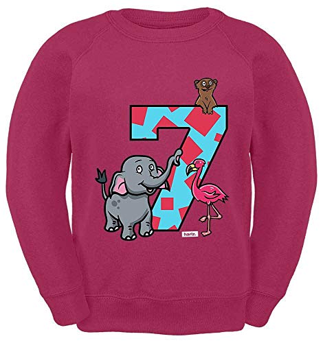 HARIZ Kinder Sweater Tiere Afrika 7 Geburtstag Kinder Geschenkidee Plus Geschenkkarten Pink 128/7-8 Jahre von HARIZ