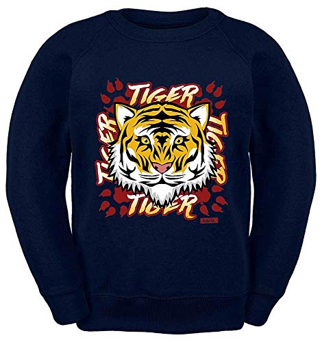 HARIZ Kinder Sweater Tiger Schrift Tiere Zoo Plus Geschenkkarten Navy Blau 128/7-8 Jahre von HARIZ