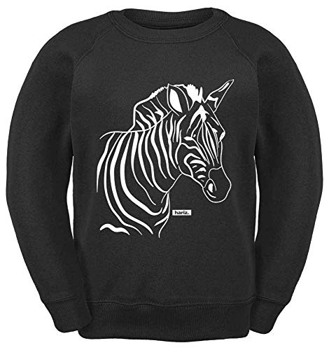 HARIZ Kinder Sweater Zebra Tiere Kindergarten Inkl. Geschenk Karte Schwarz 140/9-11 Jahre von HARIZ